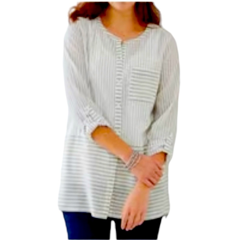 J.Jill Striped Cotton Blouse
